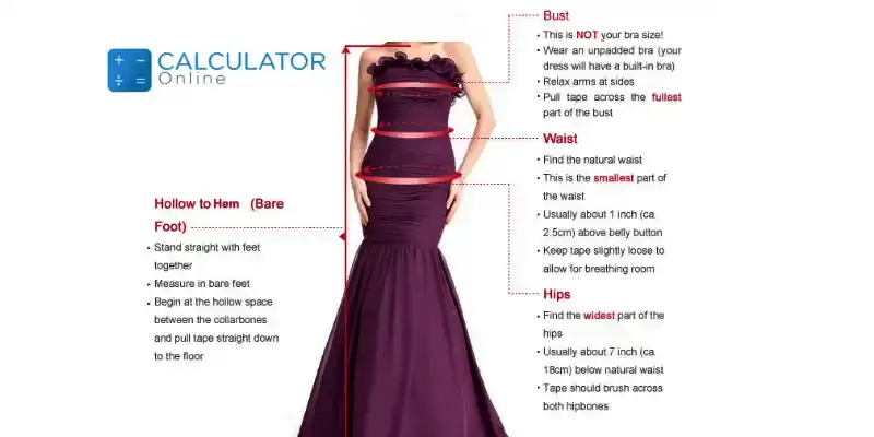 Dress Size Calculator with Chart - What size am I